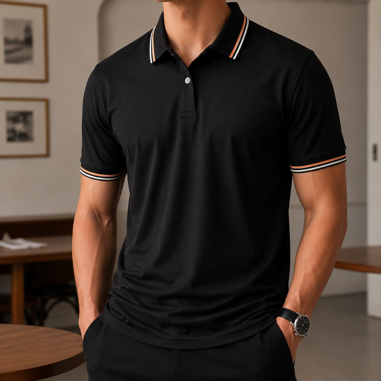Camisa Polo Darian™ com Gola Contrastante, Manga Curta e Modelagem Clássica