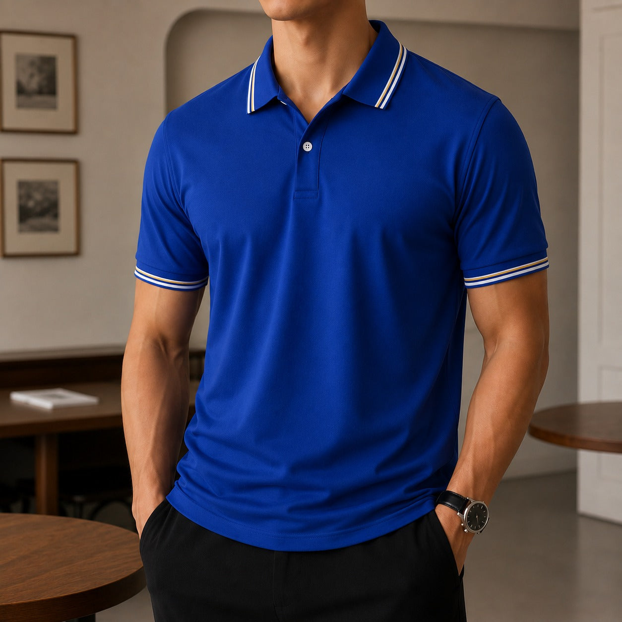 Camisa Polo Darian™ com Gola Contrastante, Manga Curta e Modelagem Clássica