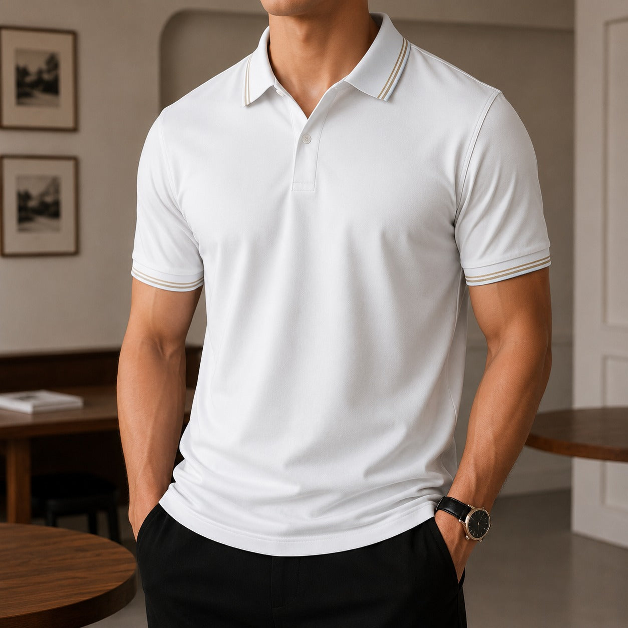 Camisa Polo Darian™ com Gola Contrastante, Manga Curta e Modelagem Clássica