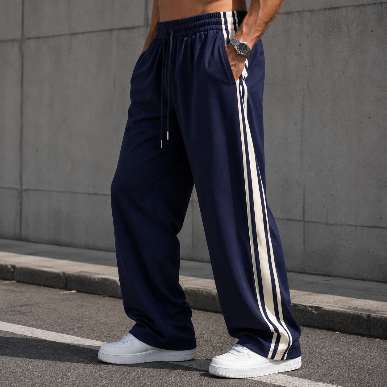 Calça Maxton™ com Listras Laterais, Cós Ajustável e Corte Reto / Um Clássico Esportivo para a Rotina