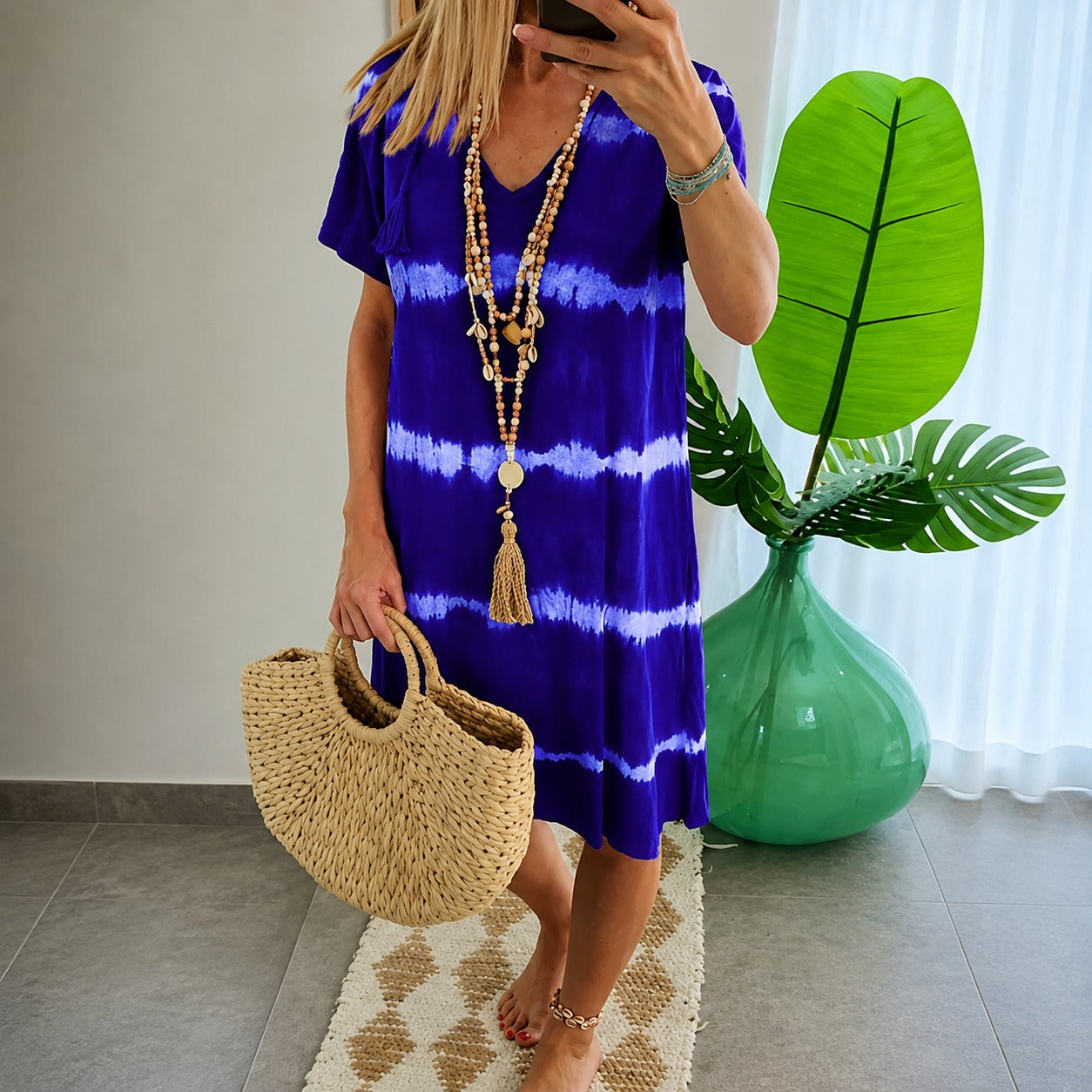 Vestido Serenata™ com Listras Horizontais e Modelagem Solta / Leveza e Cor para Aproveitar os Dias de Verão.