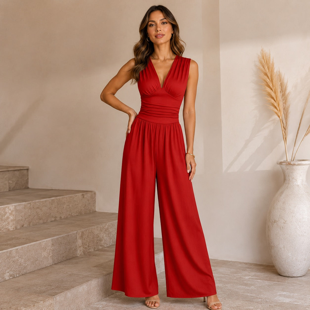 Macacão Alessie™ com Modelagem Pantalona e Cintura Marcada / Um Look Completo Sem Complicar A Produção