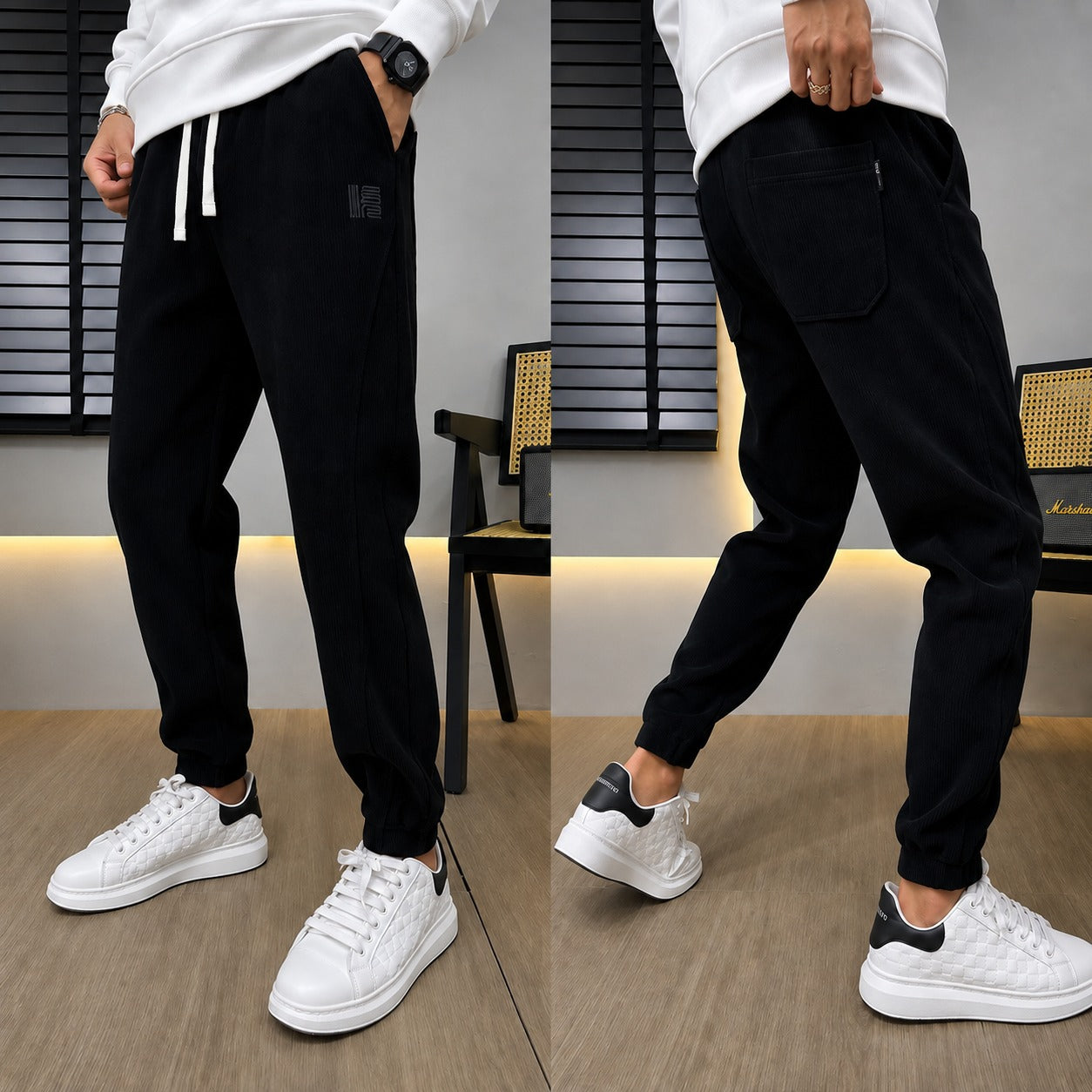 Calça Cedric™ com Textura Canelada e Modelagem Jogger / Conforto e Ajuste Prático Para Acompanhar a Rotina.