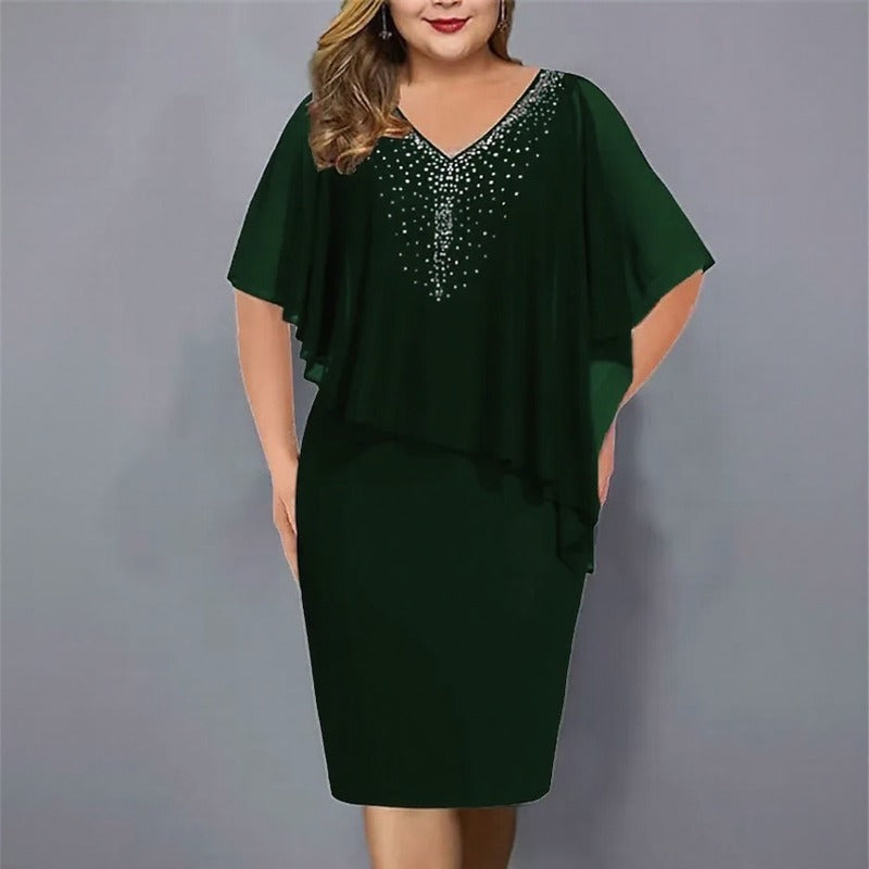 Vestido Maresse™ com Sobreposição Assimétrica e Aplicações Brilhantes / Movimento E Sofisticação Para Ocasiões Especiais