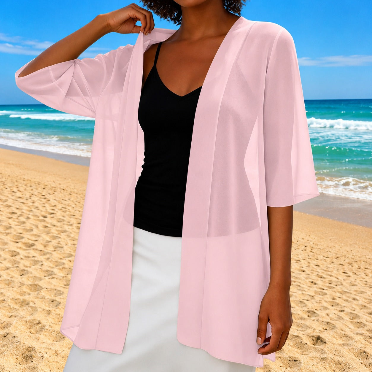 Cardigan Laura™ com Tecido Leve e Translúcido e Modelagem Aberta / Leveza Para Sobrepor sem Pesar o Look