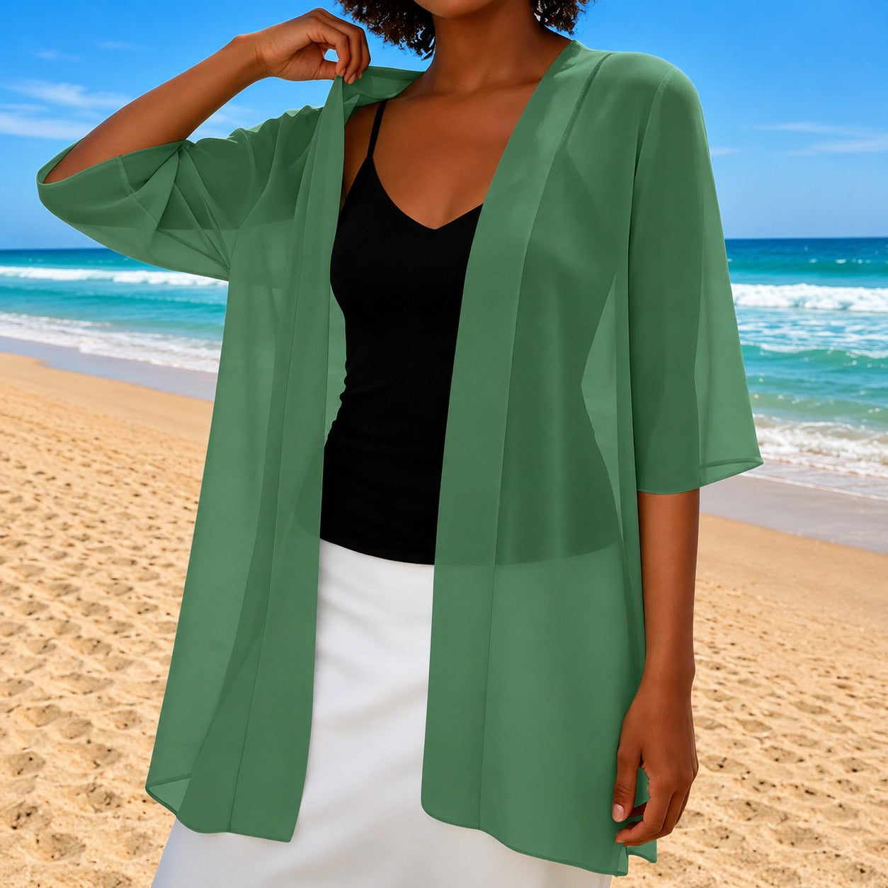 Cardigan Laura™ com Tecido Leve e Translúcido e Modelagem Aberta / Leveza Para Sobrepor sem Pesar o Look