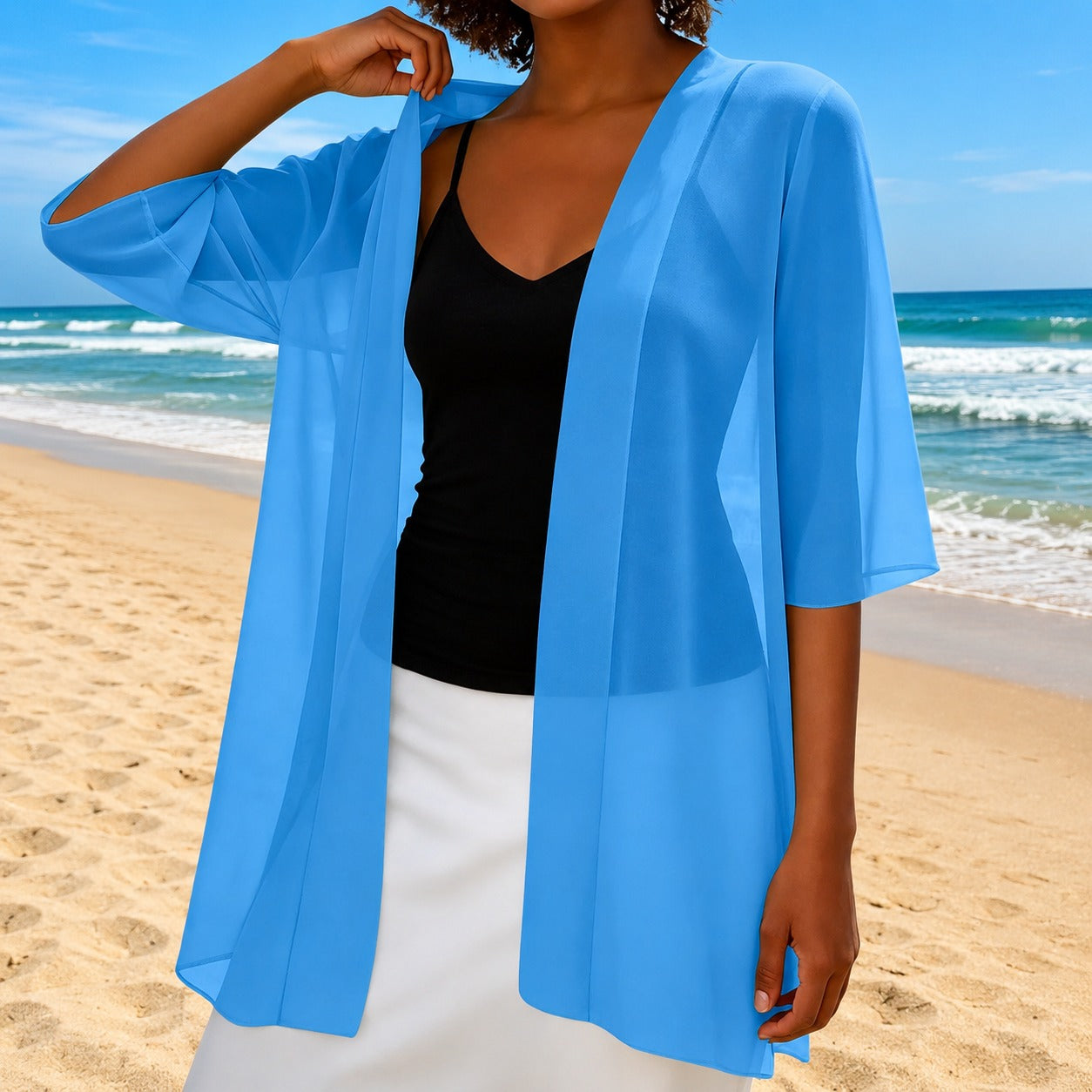 Cardigan Laura™ com Tecido Leve e Translúcido e Modelagem Aberta / Leveza Para Sobrepor sem Pesar o Look