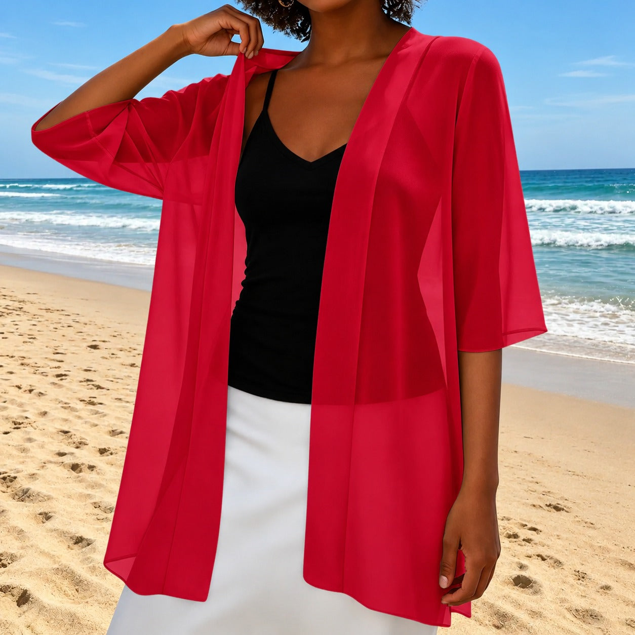 Cardigan Laura™ com Tecido Leve e Translúcido e Modelagem Aberta / Leveza Para Sobrepor sem Pesar o Look
