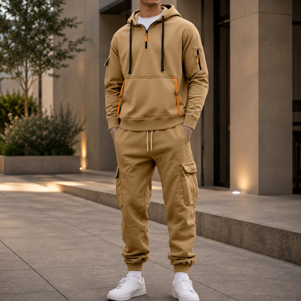 Conjunto Drevon™ com Moletom de Bolsos Utilitários e Calça Cargo Jogger / Um Visual Urbano Que Une Presença E Praticidade