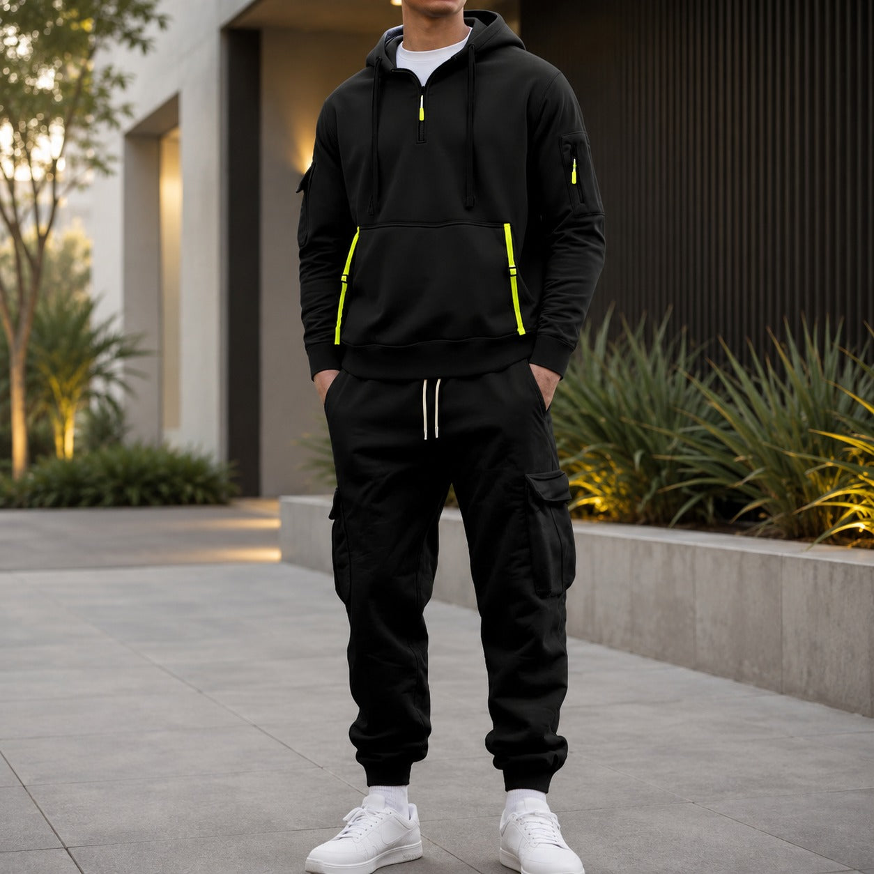 Conjunto Drevon™ com Moletom de Bolsos Utilitários e Calça Cargo Jogger / Um Visual Urbano Que Une Presença E Praticidade