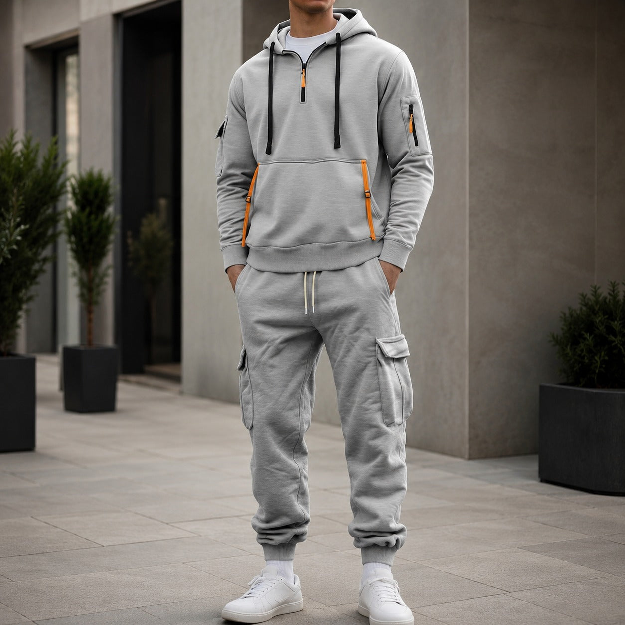 Conjunto Drevon™ com Moletom de Bolsos Utilitários e Calça Cargo Jogger / Um Visual Urbano Que Une Presença E Praticidade