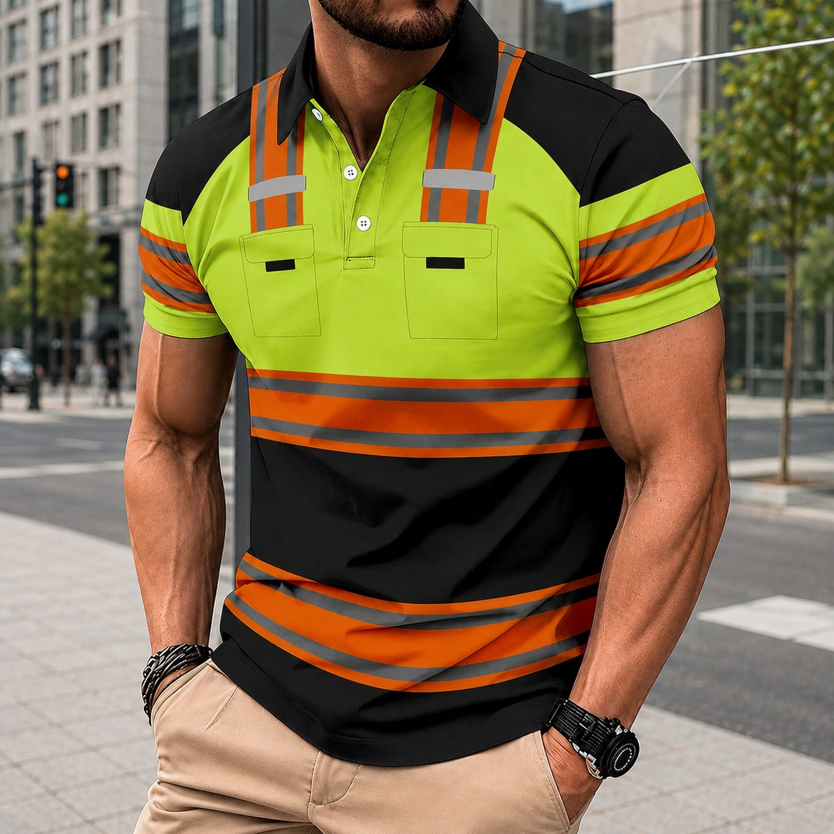 Polo Dry Fit Verceli™ com Design Bicolor e Faixas Contrastantes / Performance e Conforto Para Uma Rotina Mais Ativa.