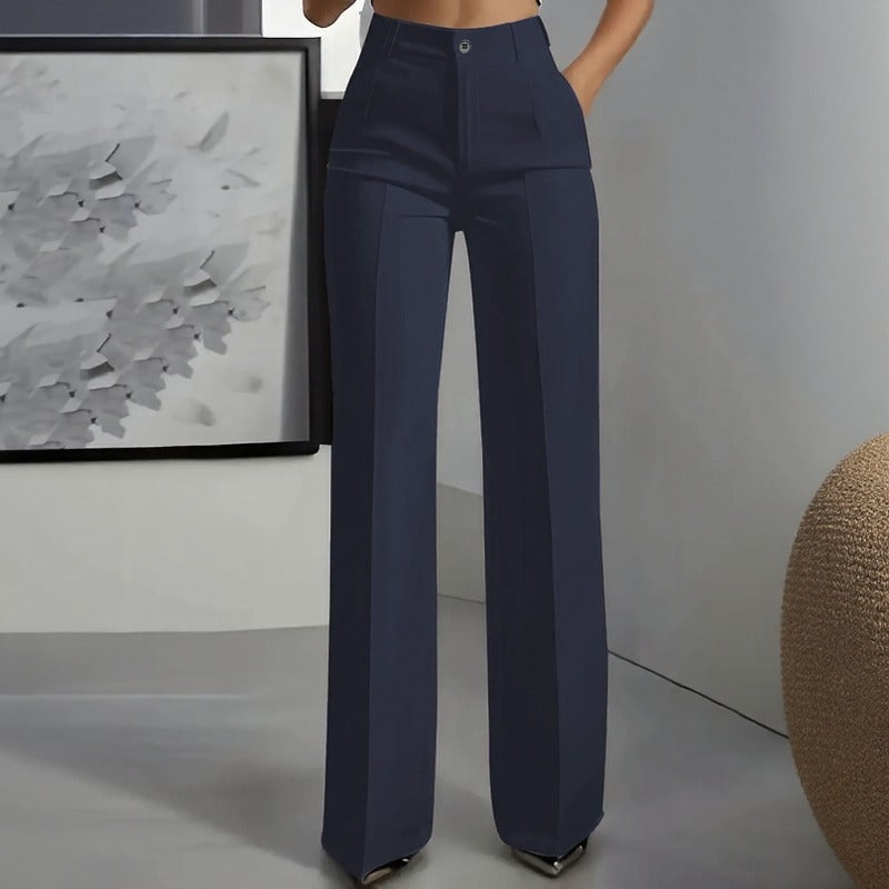 Calça Dahlia™ em Alfaiataria Premium com Cintura Alta e Modelagem Pantalona