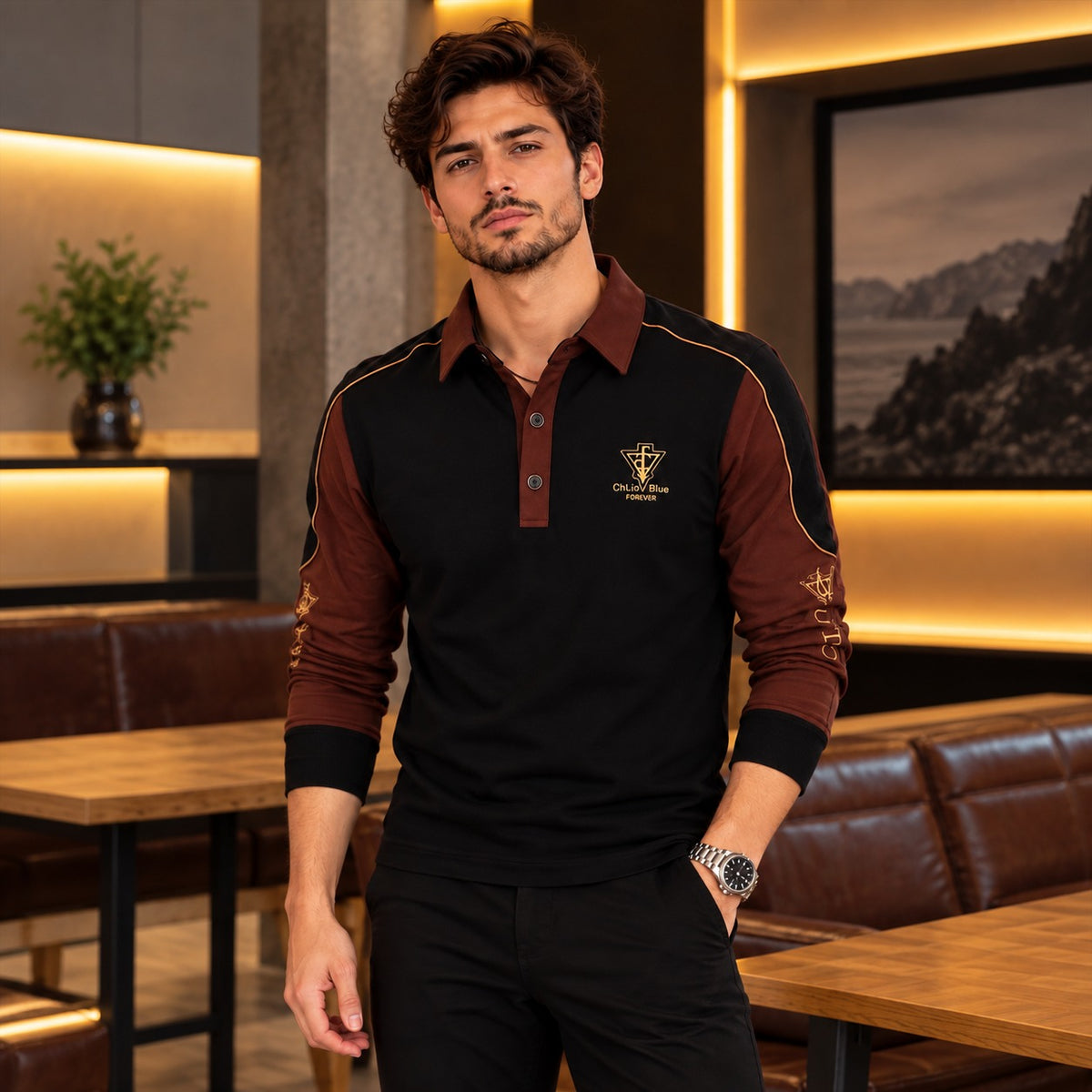 Polo Viena™ com Recortes Contrastantes e Detalhes Bordados / Um Visual Esportivo com Mais Personalidade