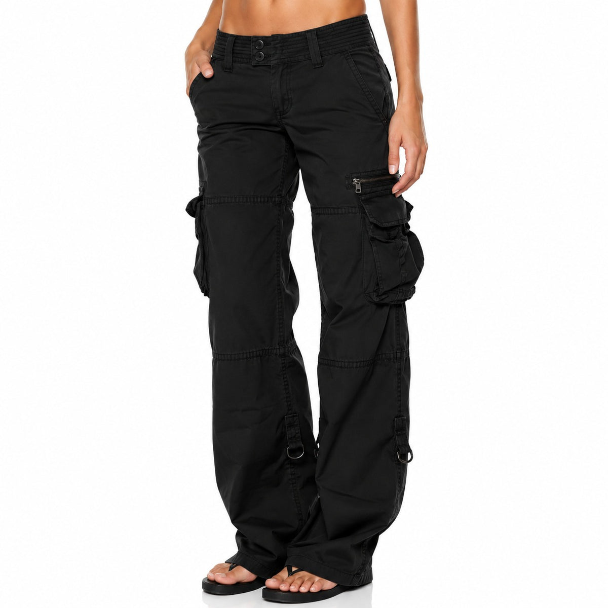 Calça Cargo Norevia™ com Bolsos Utilitários, Modelagem Ampla e Design Despojado / Uma Peça, Diferentes Possibilidades de Looks