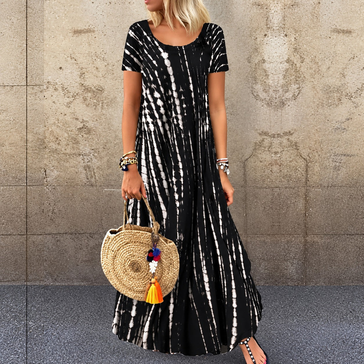 Vestido Talissa™ com Estampa Tie-Dye, Modelagem Ampla e Comprimento Longo / O Charme Boho em Uma Produção Cheia de Personalidade