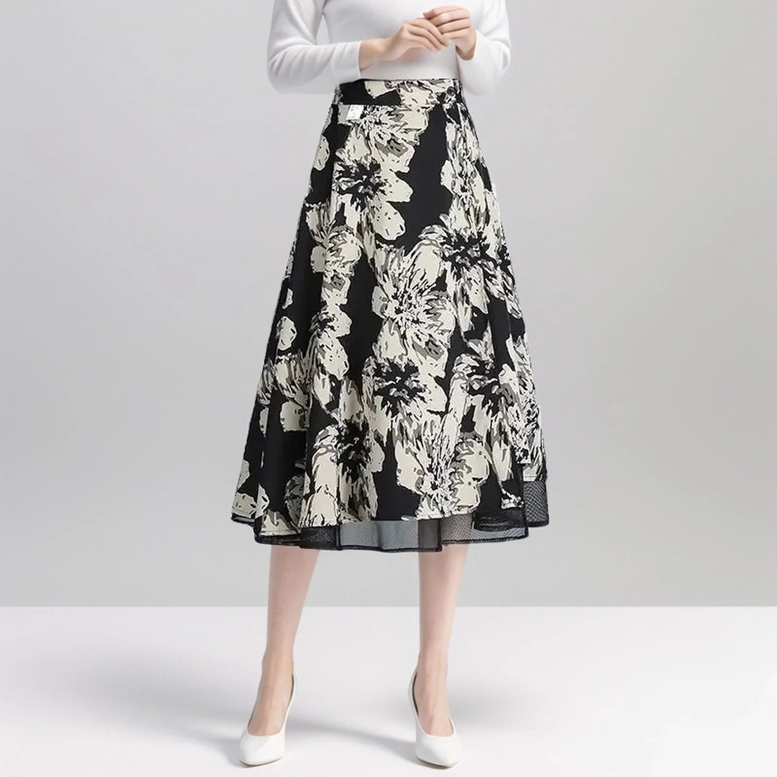 Saia Helena™ Dupla Elegância / Modelagem Elegante com Estampas Florais! - ModernLar