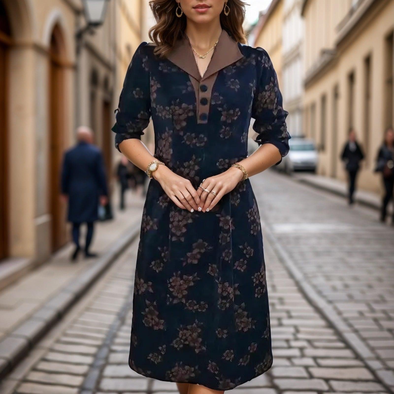 Vestido Elara Flores da Babilônia™ / A Elegância Atemporal do Chiffon com Toques Florais - ModernLar