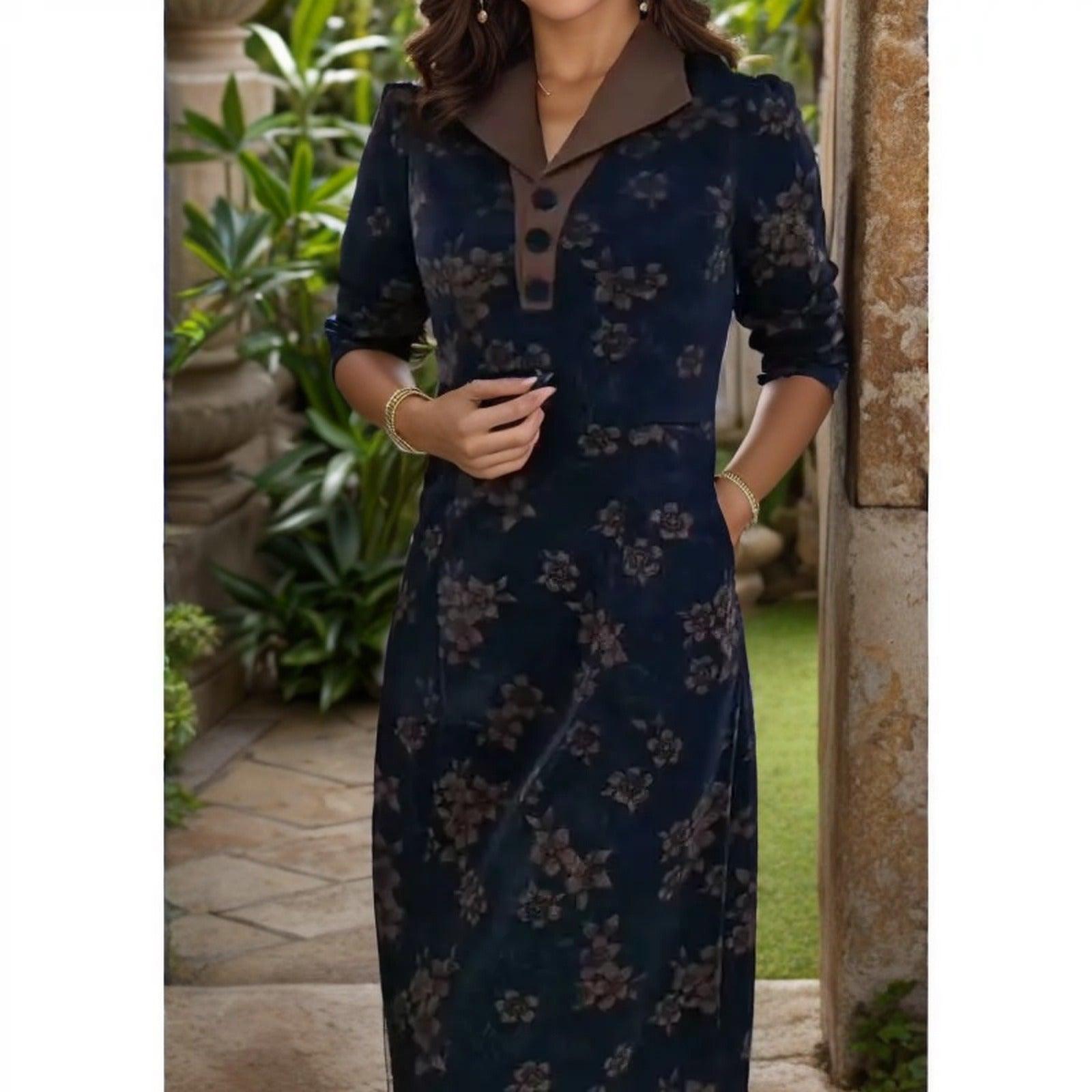 Vestido Elara Flores da Babilônia™ / A Elegância Atemporal do Chiffon com Toques Florais - ModernLar
