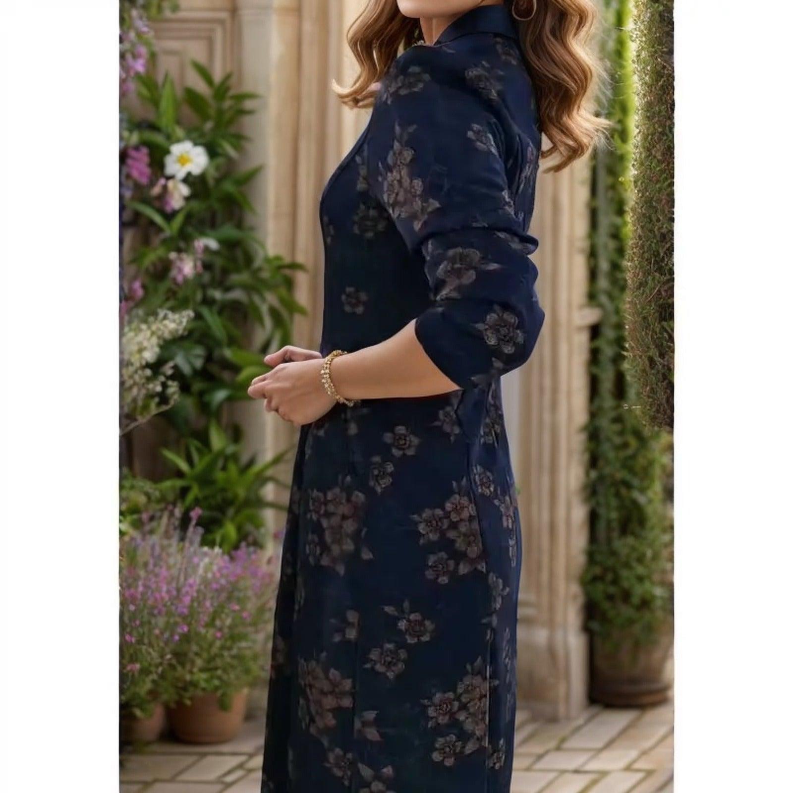 Vestido Elara Flores da Babilônia™ / A Elegância Atemporal do Chiffon com Toques Florais - ModernLar