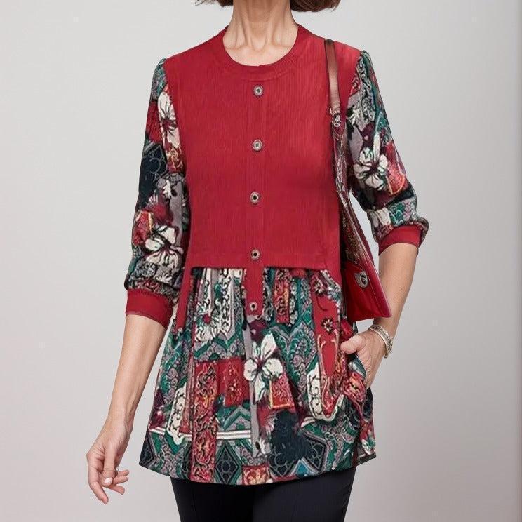 Blusinha Vivianne™ com Caimento Solto e Mangas Estampadas em Tecido Confort / Envolva-se em Conforto e Elegância que Abraçam Suas Curvas!