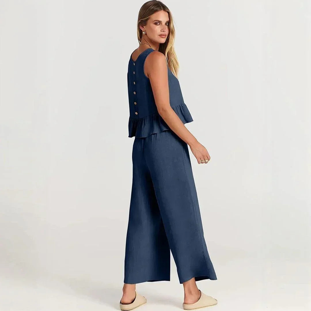 Conjunto BellaVista™ em Viscose Premium com Babados / Elegância e Conforto para Todos os Momentos!