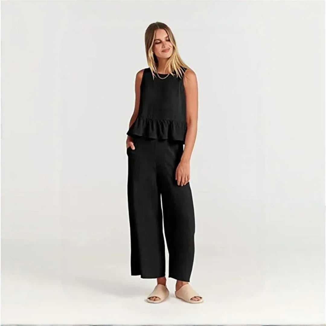 Conjunto BellaVista™ em Viscose Premium com Babados / Elegância e Conforto para Todos os Momentos!