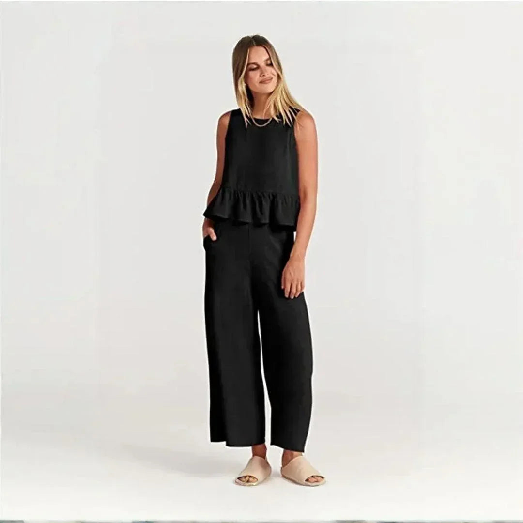 Conjunto BellaVista™ em Viscose Premium com Babados / Elegância e Conforto para Todos os Momentos!