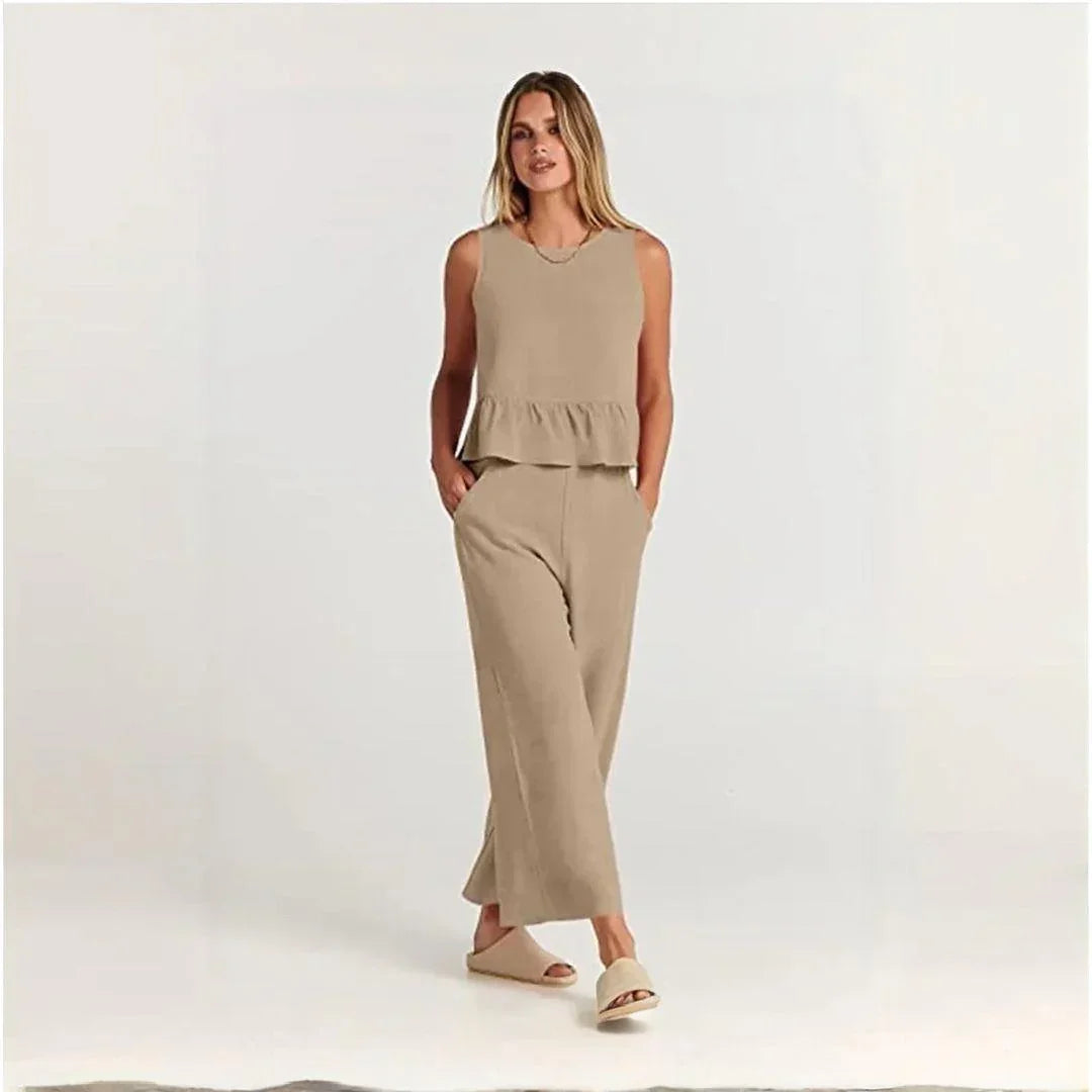 Conjunto BellaVista™ em Viscose Premium com Babados / Elegância e Conforto para Todos os Momentos!