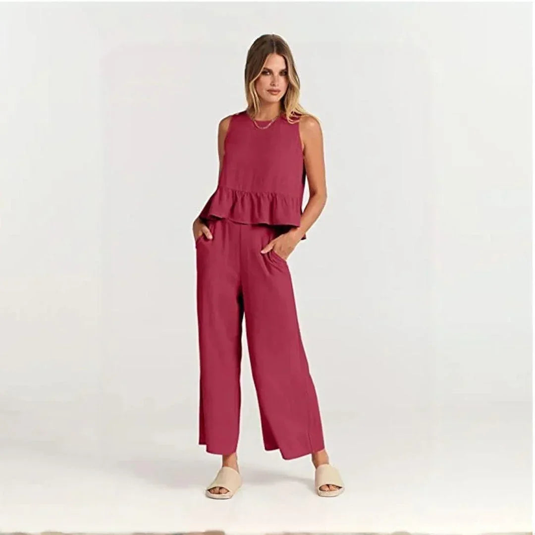 Conjunto BellaVista™ em Viscose Premium com Babados / Elegância e Conforto para Todos os Momentos!