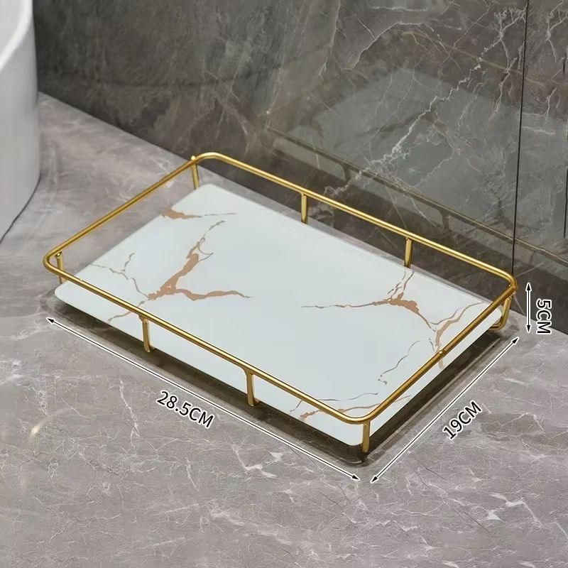 Kit Organizador de Cosméticos Modern Lar™ com Detalhes em Pedra e Dourado / Elegância e Organização Para Seus Cosméticos e Ambientes!