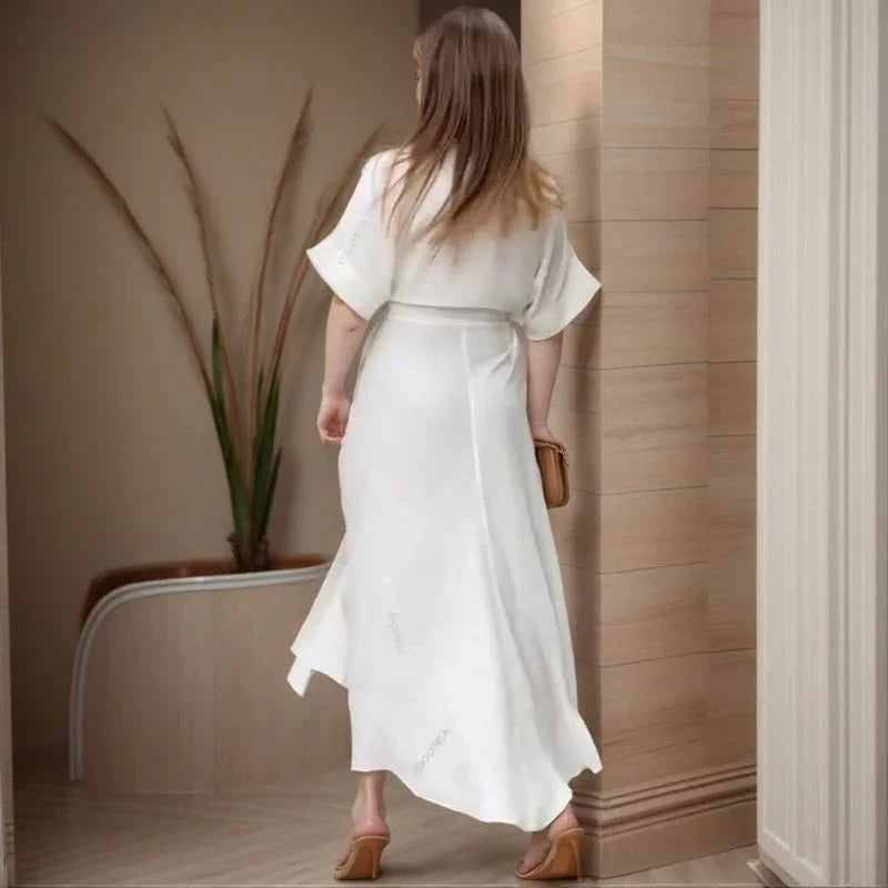 Vestido Cartagena™ em Popelina de Algodão com Amarração Suave e Gola Elegante / O Vestido Atemporal que Toda Mulher Deseja!