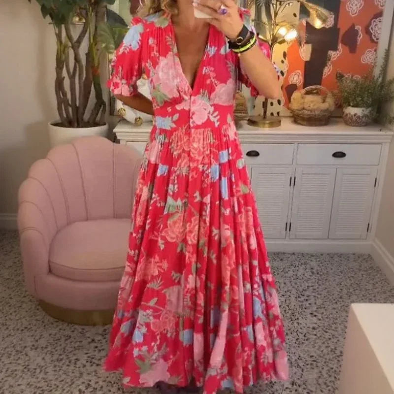 Vestido Maristela™ em Malha Leve com Estampa Floral / Liberdade, Cores e Movimento para Todos os Momentos!