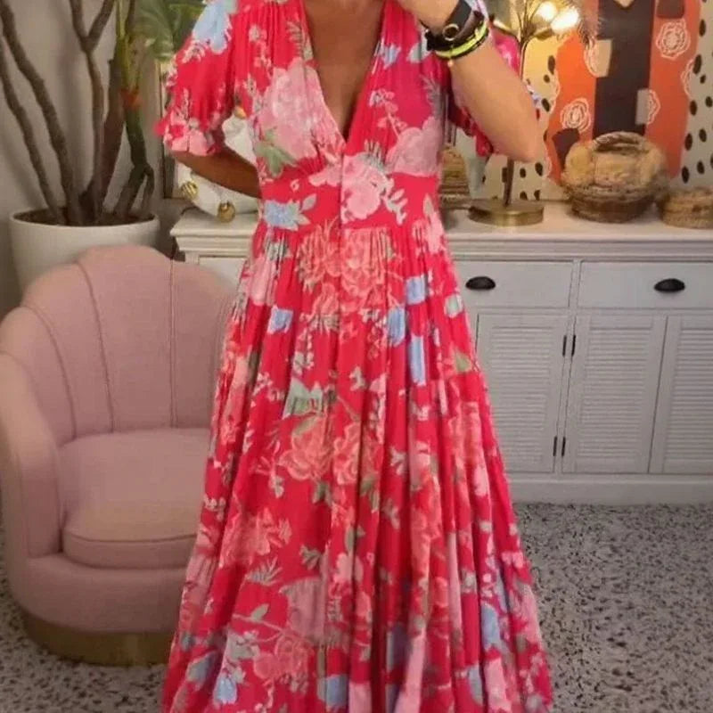 Vestido Maristela™ em Malha Leve com Estampa Floral / Liberdade, Cores e Movimento para Todos os Momentos!