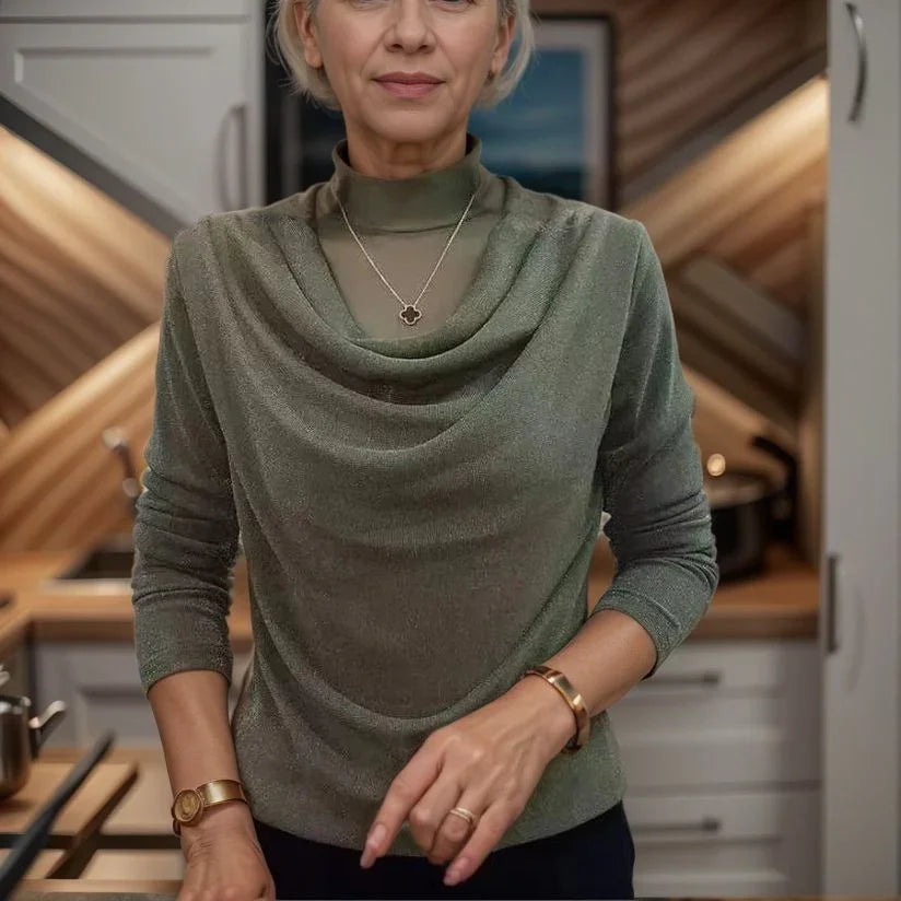 Tricot Leve Ravena™ com Textura Visual de Veludo e Transparência Estratégica / Um Luxo Atemporal para Mulheres Reais