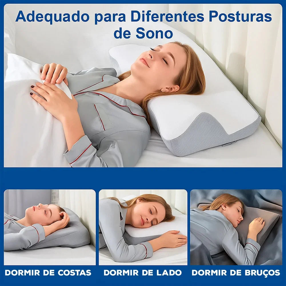 Travesseiro BioForm™ com Curvatura Cervical Inteligente / Almofada Ortopédica 2 em 1 em Espuma Viscoelástica para Dormir Sem Dores e Acordar Renovada