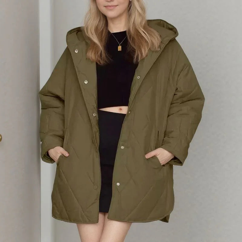Casaco Mirella™ Estilo Parka com Matelassê Aconchegante / Aconchego Feminino com Estilo Contemporâneo para Enfrentar o Inverno com Classe!