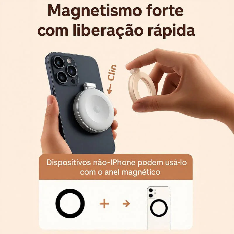Ring Light Magnético Modern Lar™ com Espelho 2 em 1 / Iluminação Profissional Portátil Para Criar Conteúdo com Qualidade de Estúdio!
