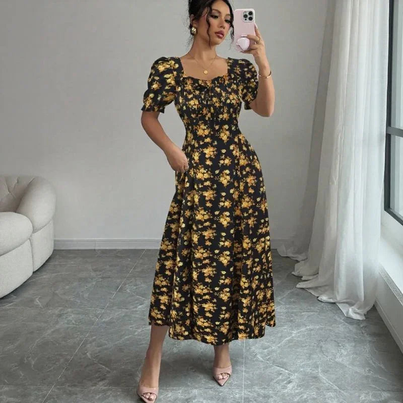 Vestido Camponesa Europeia™ em Algodão com Corte Evasê / Um Toque de Encanto para Iluminar Seus Dias e Noites!