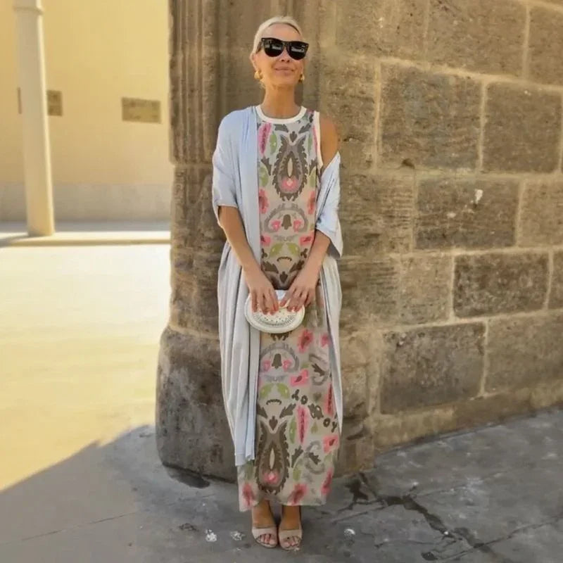 Conjunto Majorie™ em Cetim Artístico com Echarpe de Luxo / Para Mulheres que Brilham em Qualquer Ocasião!