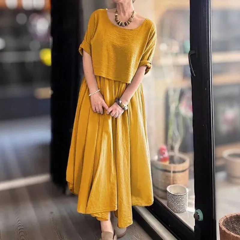 Conjunto Marrocos™ em Linho de Algodão com Camadas de Estilo / Duas Peças, Um Charme que Rompe Fronteiras!