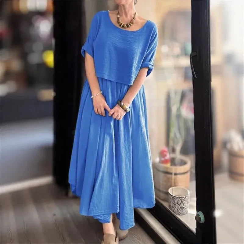 Conjunto Marrocos™ em Linho de Algodão com Camadas de Estilo / Duas Peças, Um Charme que Rompe Fronteiras!