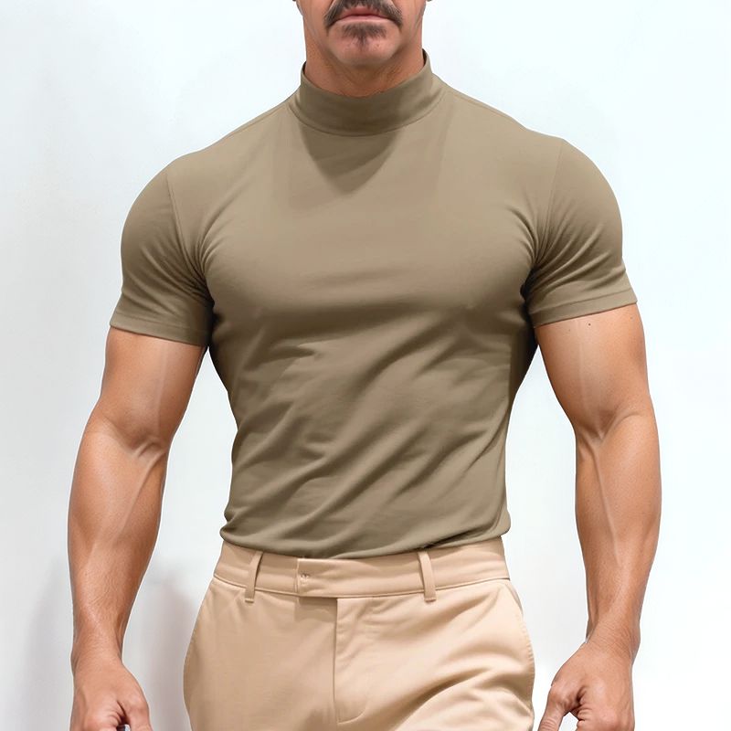 Camiseta St. Moritz™ com Gola Alta e Design Clean / Minimalismo Refinado para Homens de Presença!