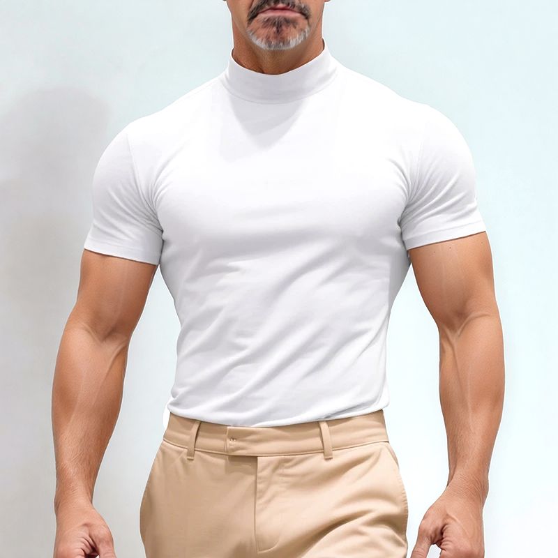 Camiseta St. Moritz™ com Gola Alta e Design Clean / Minimalismo Refinado para Homens de Presença!