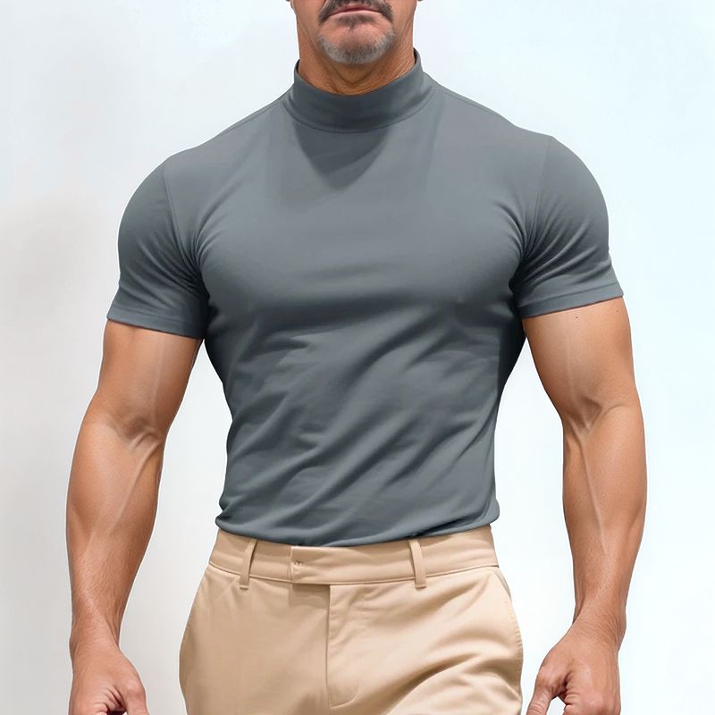 Camiseta St. Moritz™ com Gola Alta e Design Clean / Minimalismo Refinado para Homens de Presença!
