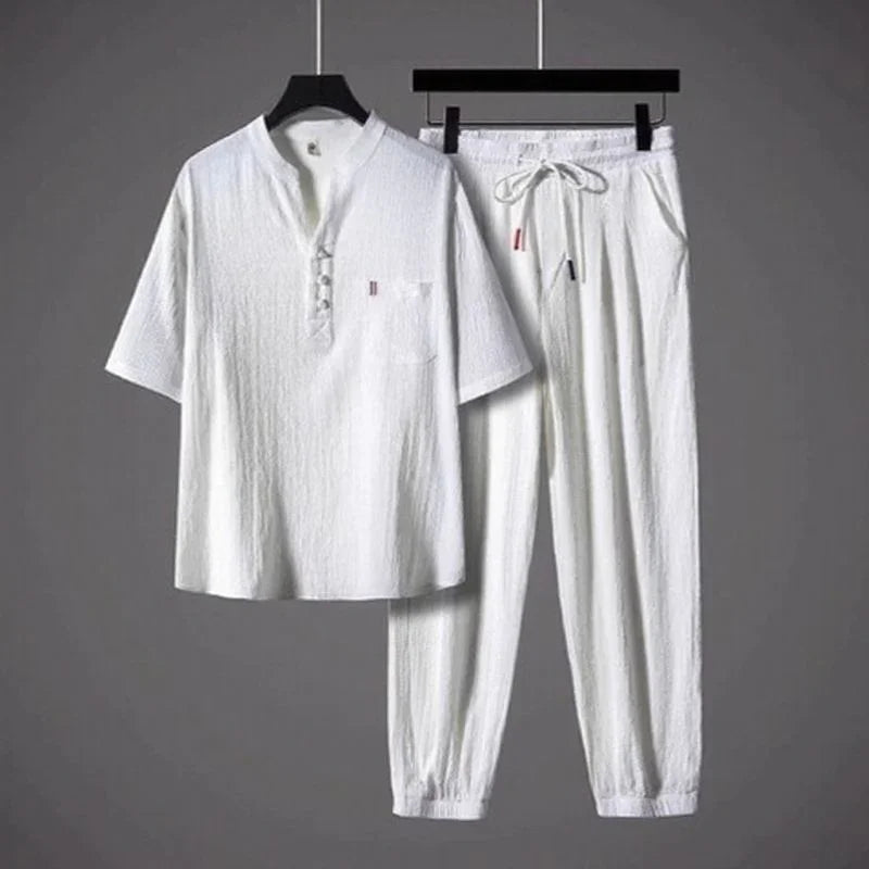 Conjunto Sartori™ em Viscose Premium com Gola Minimalista / O Ponto de Encontro Entre Conforto e Classe!