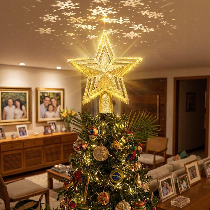 Projetor Natalino de Estrela para Topo de Árvore de Natal Modern Lar™ / O Toque Final Que Deixa Seu Natal Perfeito