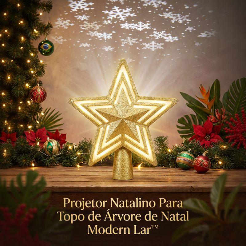 Projetor Natalino de Estrela para Topo de Árvore de Natal Modern Lar™ / O Toque Final Que Deixa Seu Natal Perfeito