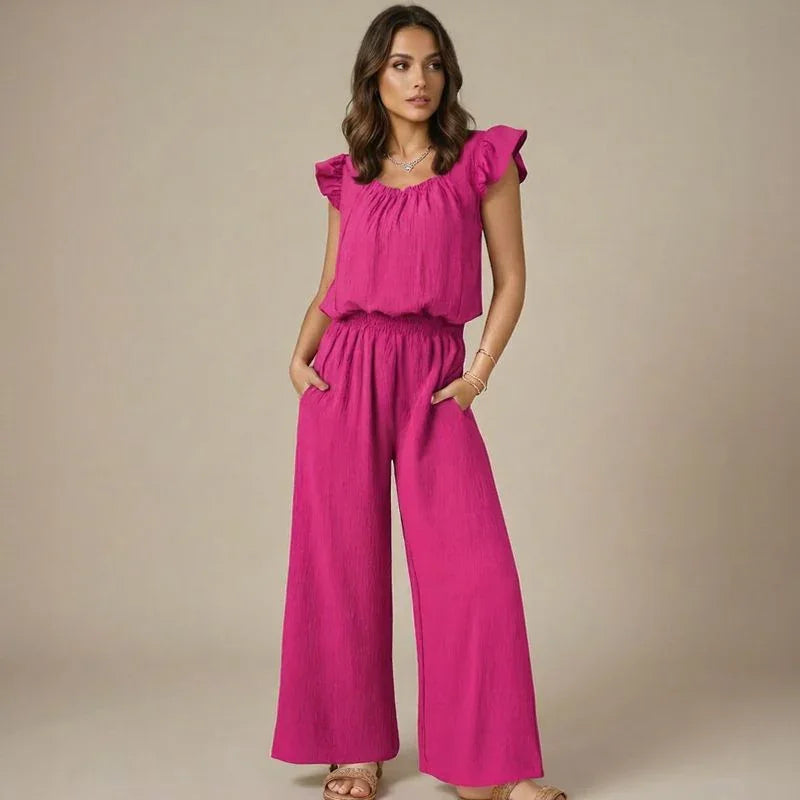 Macacão Donna Lisse™ Em Viscose com Babados Delicados / Um Toque de Charme para Qualquer Ocasião!