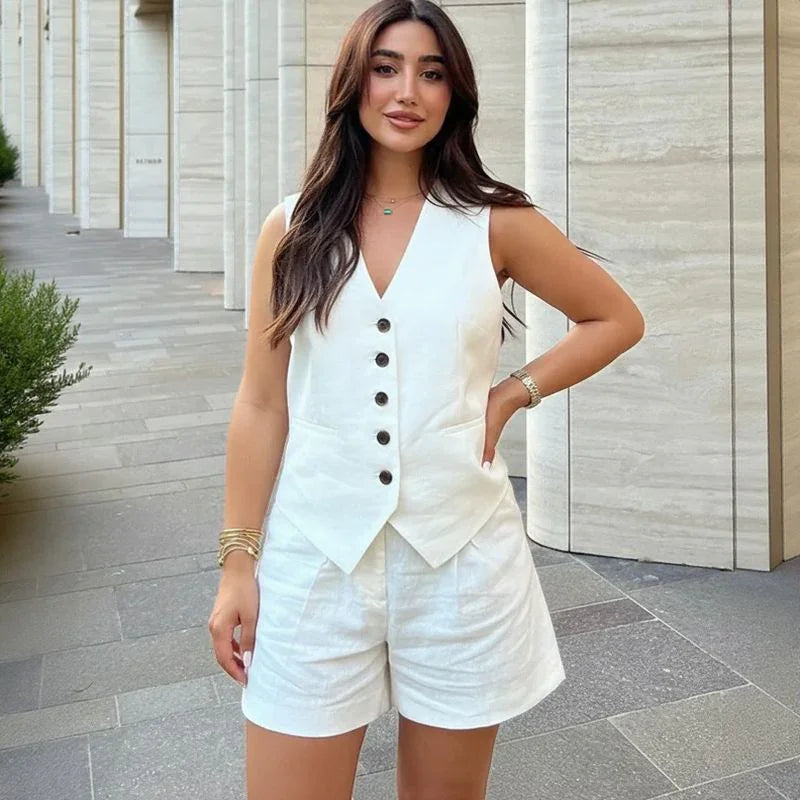 Conjunto Ipanema™ em Alfaiataria Casual de Algodão e Linho Misto / Leve, Chic e Atemporal!